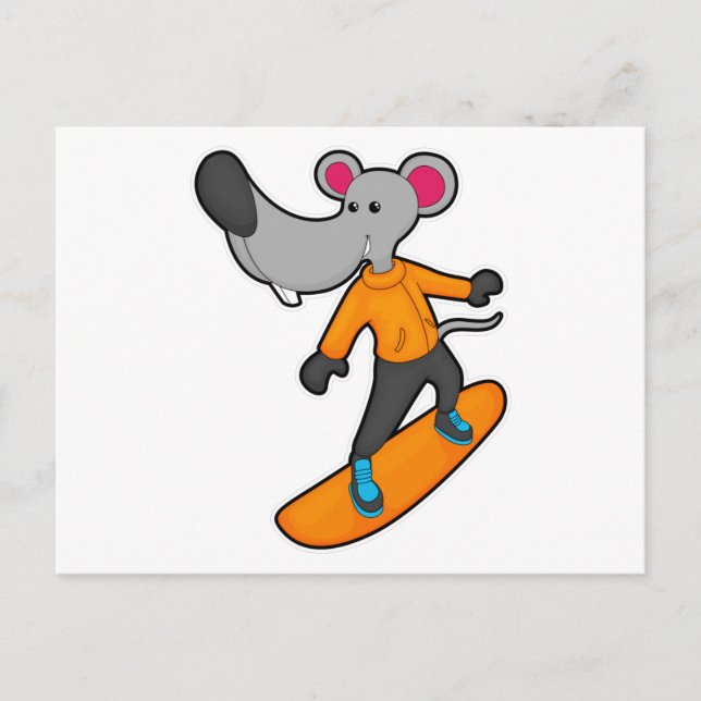 Mouse as Snowboarder with Snowboard Postcard (Front)