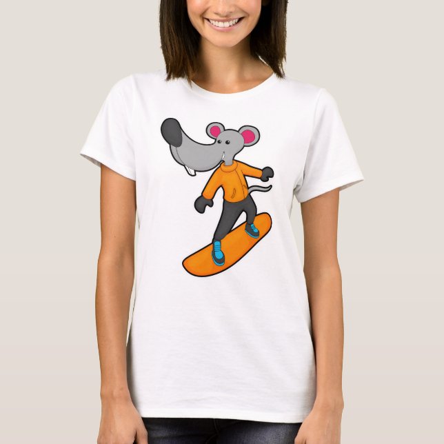 Mouse as Snowboarder with Snowboard T-Shirt (Front)