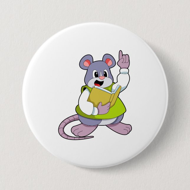 Mouse as Teacher with Book 3 Inch Round Button (Front)