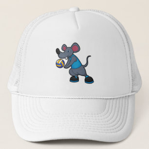 Mouse as Volleyball player with Volleyball Trucker Hat