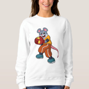 Mouse at Baseball with Baseball glove Sweatshirt