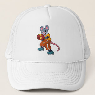 Mouse at Baseball with Baseball glove Trucker Hat