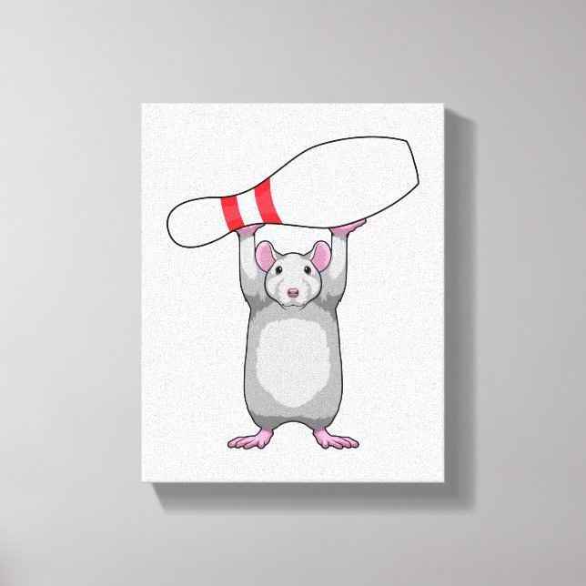 Mouse at Bowling with Bowling pin Canvas Print (Front)