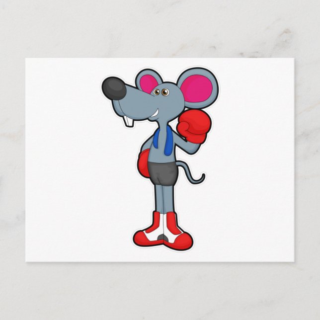 Mouse at Boxing with Boxing gloves Postcard (Front)