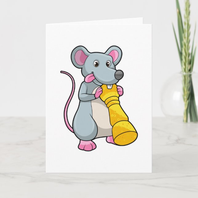 Mouse at Chess with Chess piece Pawn Card (Front)