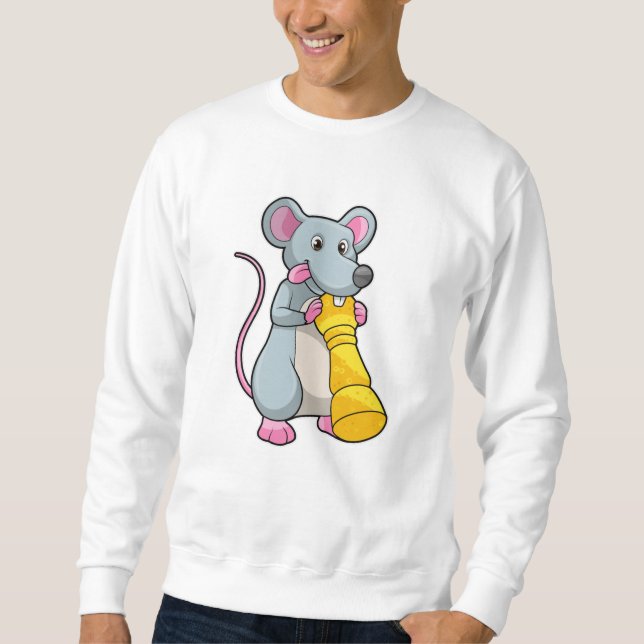 Mouse at Chess with Chess piece Pawn Sweatshirt (Front)