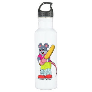 Mouse at Cricket with Cricket bat 710 Ml Water Bottle