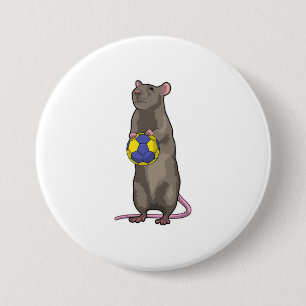 Mouse at Handball Sports 3 Inch Round Button