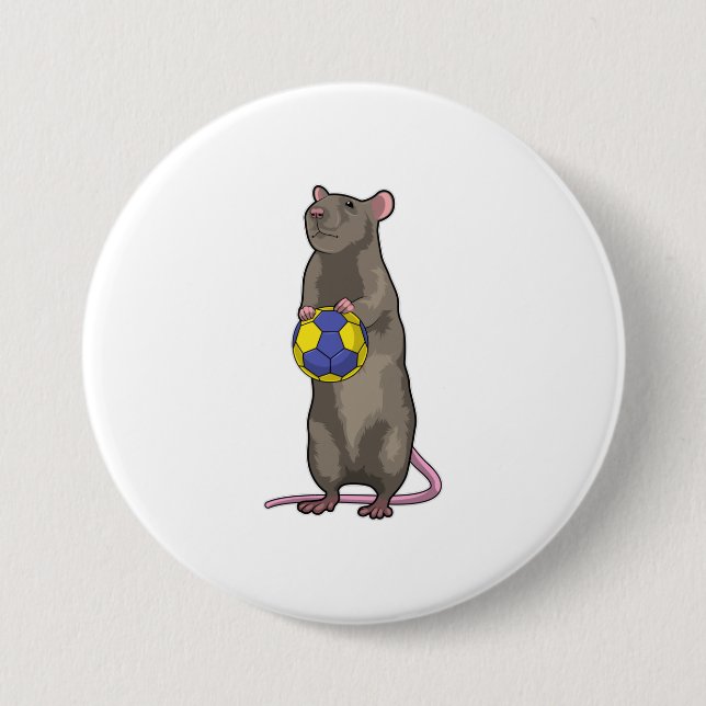 Mouse at Handball Sports 3 Inch Round Button (Front)