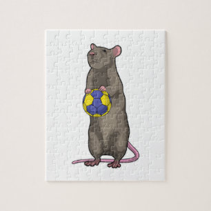 Mouse at Handball Sports Jigsaw Puzzle