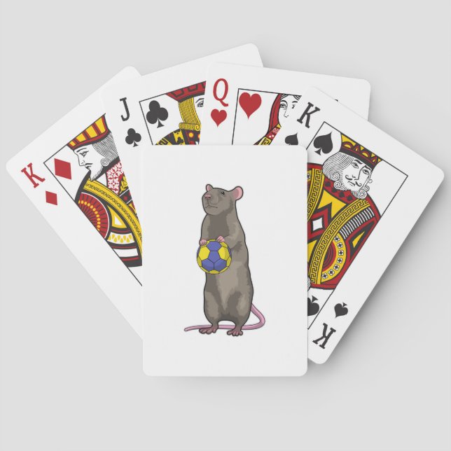 Mouse at Handball Sports Playing Cards (Back)