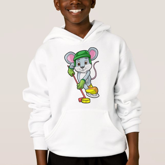 Mouse at Ice hockey with Hockey stick (Front)