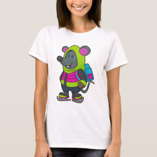 Mouse at Ice skating with Ice skates & Backpack.pn T-Shirt