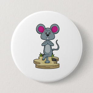 Mouse at Yoga Fitness 3 Inch Round Button