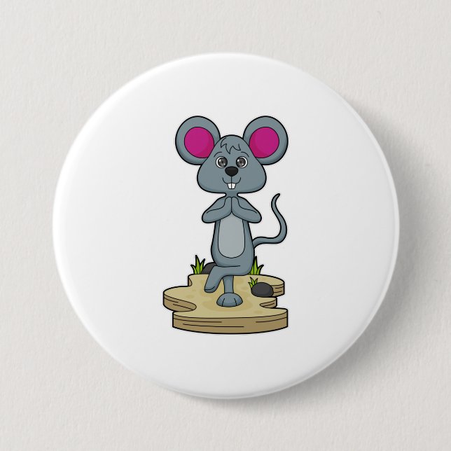 Mouse at Yoga Fitness 3 Inch Round Button (Front)