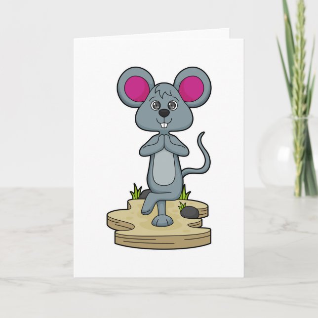 Mouse at Yoga Fitness Card (Front)