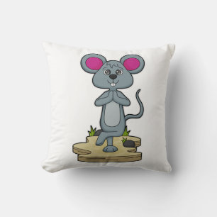 Mouse at Yoga Fitness Throw Pillow