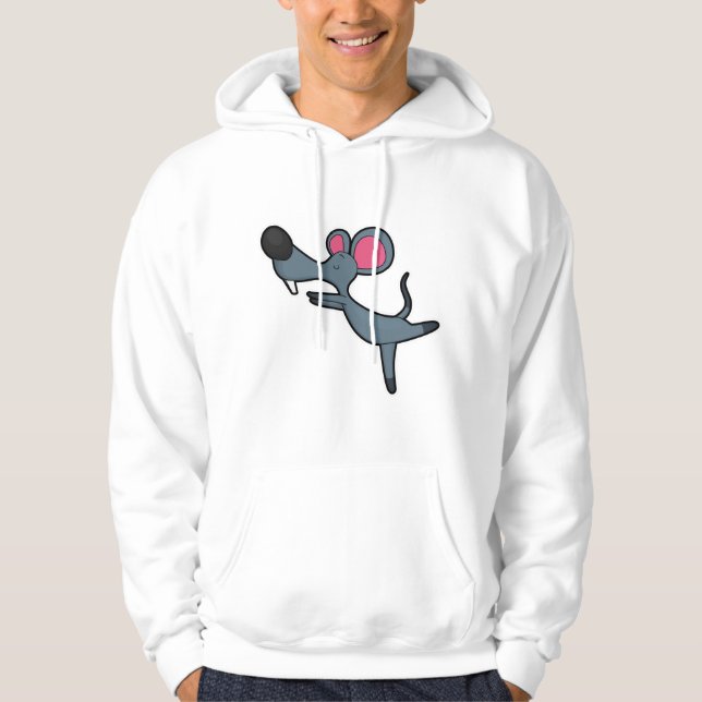 Mouse at Yoga Stretching exercise Hoodie (Front)