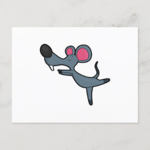 Mouse at Yoga Stretching exercise Postcard