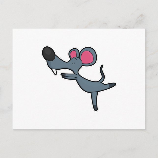Mouse at Yoga Stretching exercise Postcard (Front)