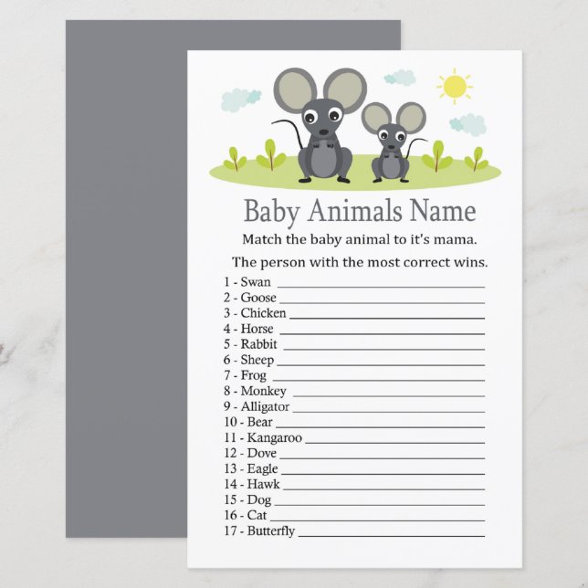 Mouse Baby Animals Name Game (Front/Back)