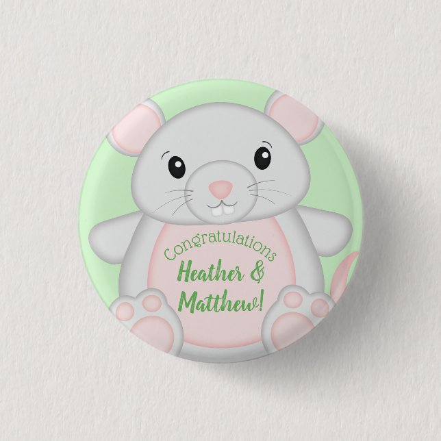 Mouse Baby Shower 1 Inch Round Button (Front)