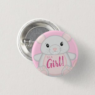 Mouse Baby Shower Pink 1 Inch Round Button