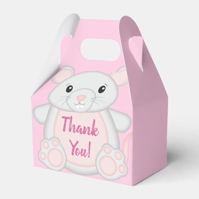 Mouse Baby Shower Pink Favor Box (Front Side)