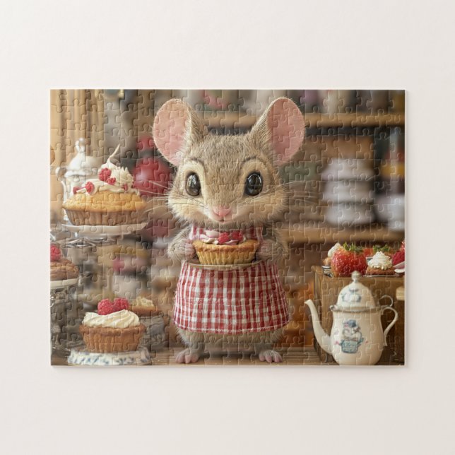 Mouse Bakery Chef Tiny Tail Whimsical Kitchen Jigsaw Puzzle (Horizontal)