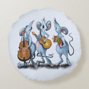 Mouse Band Blue Round Pillow Fun