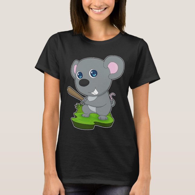 Mouse Baseball Baseball bat Sports T-Shirt (Front)