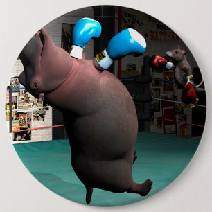 Mouse Beats Hippo KO 6 Inch Round Button