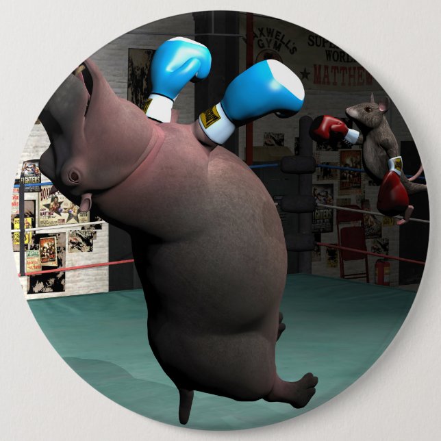 Mouse Beats Hippo KO 6 Inch Round Button (Front)