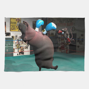 Mouse Beats Hippo KO Kitchen Towel