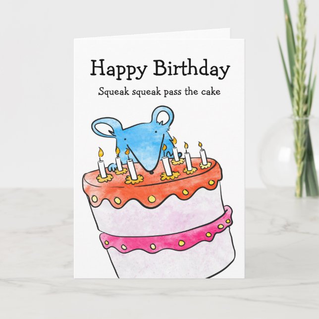 Mouse birthday cake card (Front)
