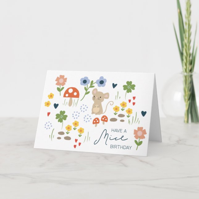 Mouse Birthday Card for Kids First Birthday (Front)