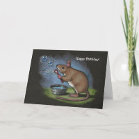 Mouse Blowing Bubbles: Colour Pencil: Birthday