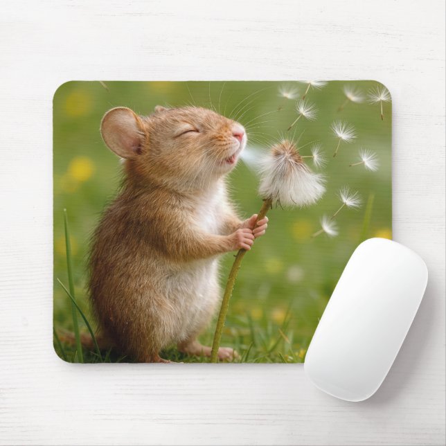Mouse Blowing Dandelion Seeds Pad (With Mouse)