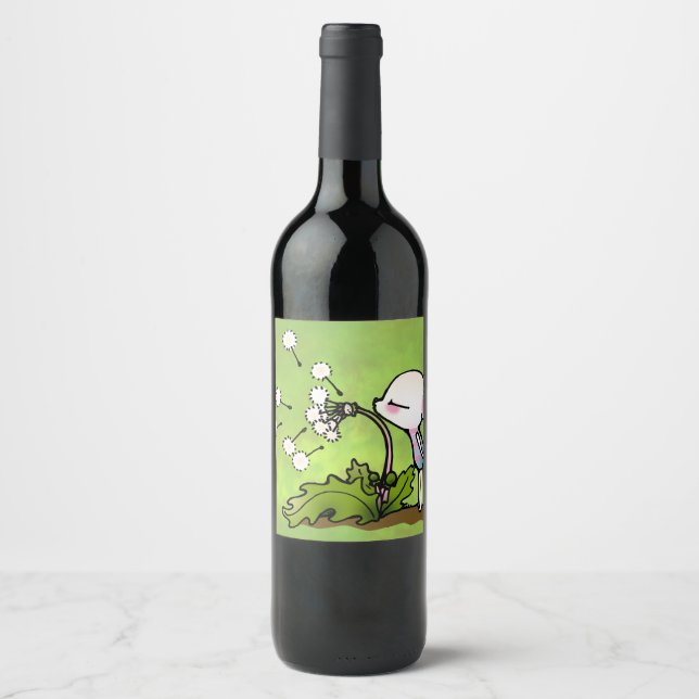 Mouse Blowing on Dandelion Wine Label (Front)