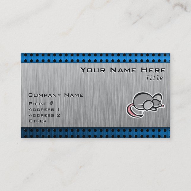 Mouse; Brushed metal-look Business Card (Front)