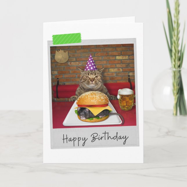 Mouse Burger Chat Drôle Carte d'Anniversaire (Devant)