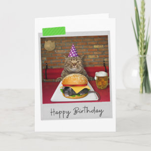 Mouse Burger Chat Funny Carte d'anniversaire
