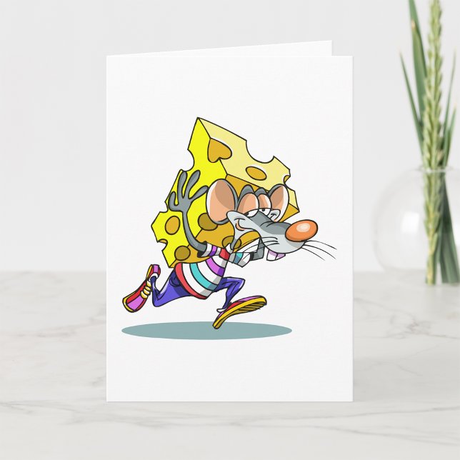 Mouse Carrying Cheese Greeting Cards (Creator Uploaded)