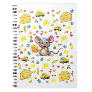Mouse Cheese Cat Truck Stars Spiral Notebook