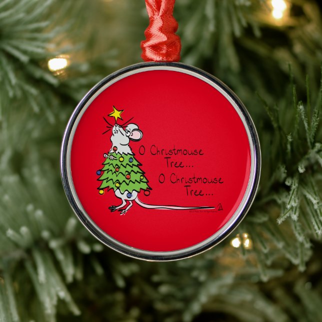 Mouse Christmas Funny Kids Metal Ornament (Tree)