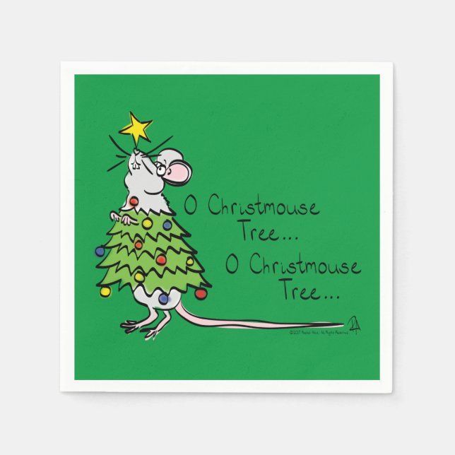 Mouse Christmas Tree Funny Kids Napkin (Front)