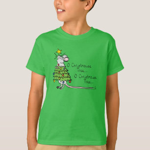 Mouse Christmas Tree Funny Kids T-Shirt
