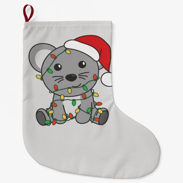Mouse Christmas Winter Animals Holiday Mice Large Christmas Stocking (Front)