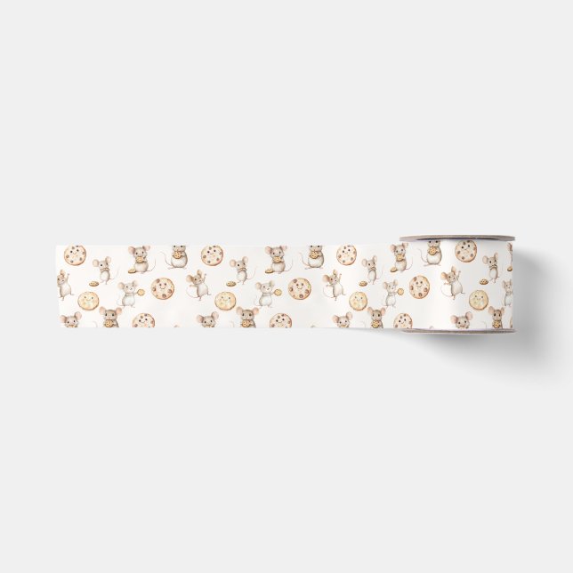 Mouse Cookie Kids Birthday Gift Ribbon Satin Ribbon (Front)