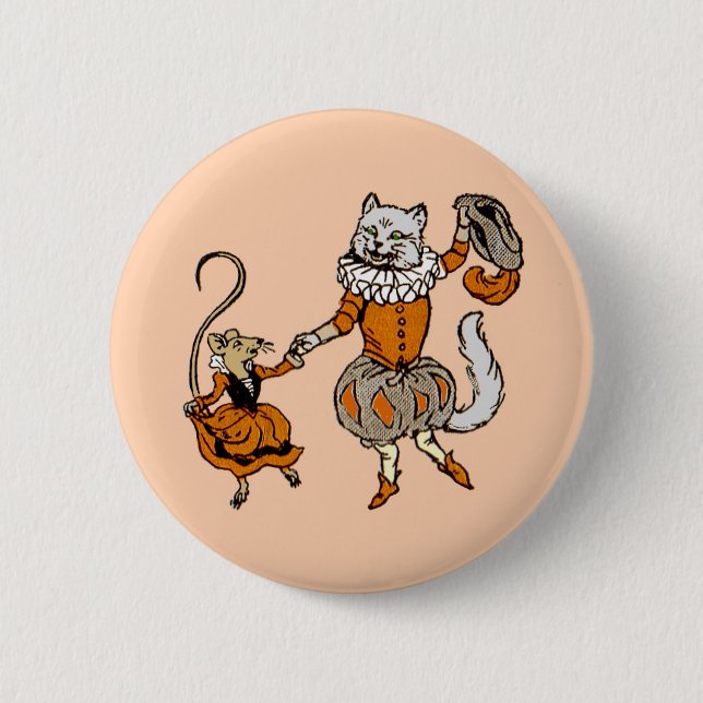 mouse dancing with a cat 2 inch round button (Front)